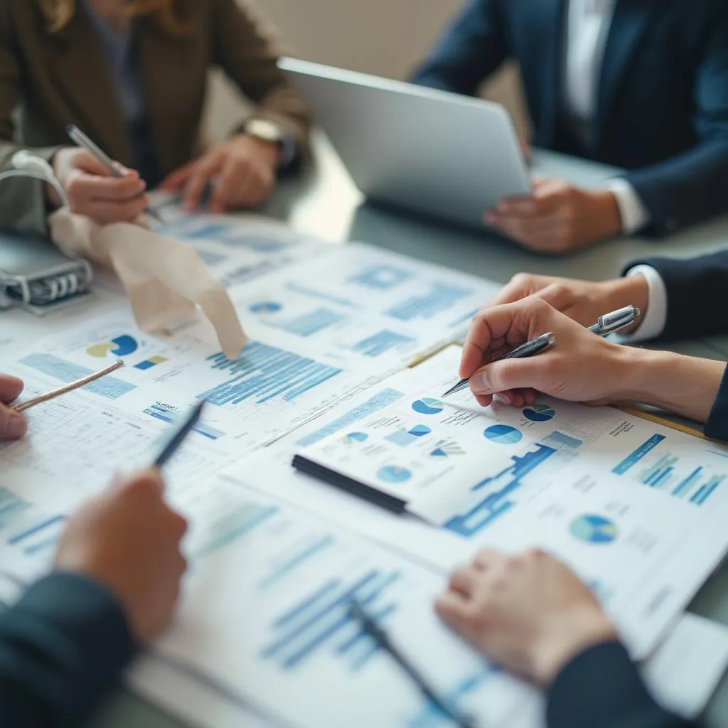 Consultores trabajando en estrategia