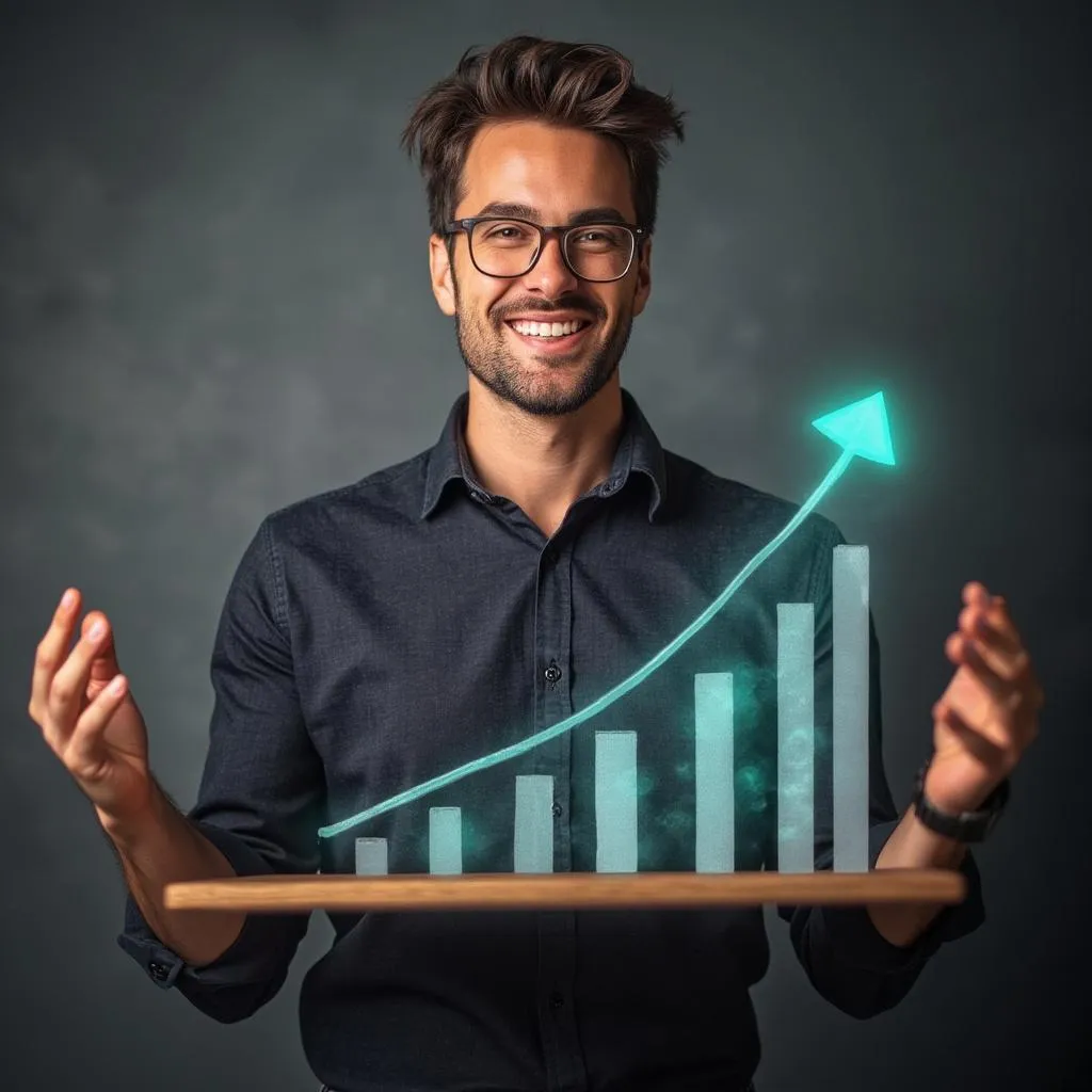 Emprendedor exitoso mostrando resultados